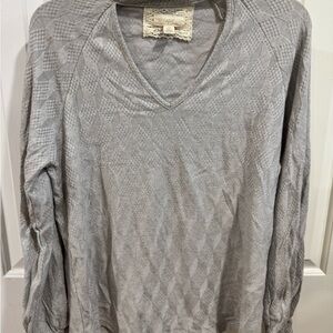 Gray cut out V-Neck Sweater